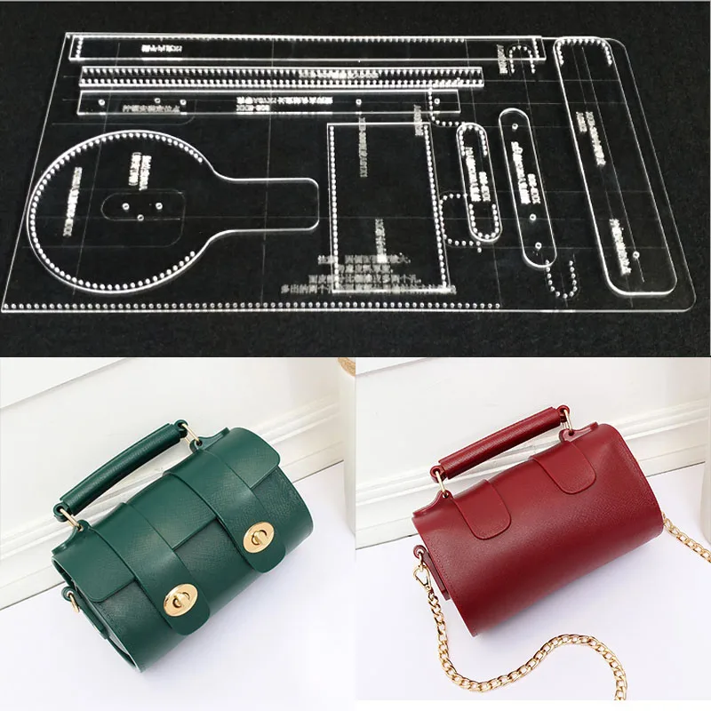 

Acrylic Stencil Single shoulder bag cylinder package design template DIY leather slanting bag sewing pattern Accessories