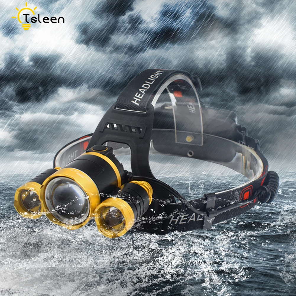

TSLEEN Cree 3*T6 Headlamp Night Bicycling Headlight Waterproof Head Torch Flashlight Head Lamp Night Camping Fishing Hunt Light