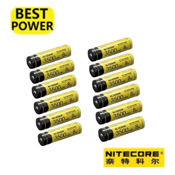

12 pcs Nitecore NL1835HP 3500mAh 3.6V 8A 12.6Wh Rechargeable Li-on Battery high quality with protection