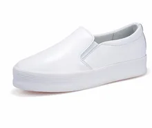 Mocasines de cuero genuino 2017 de las mujeres del Verano Zapatos de Los Planos de Deslizamiento En la plataforma Mujer Primavera Casual Mujeres Zapatos casuales Más El Tamaño 35-40