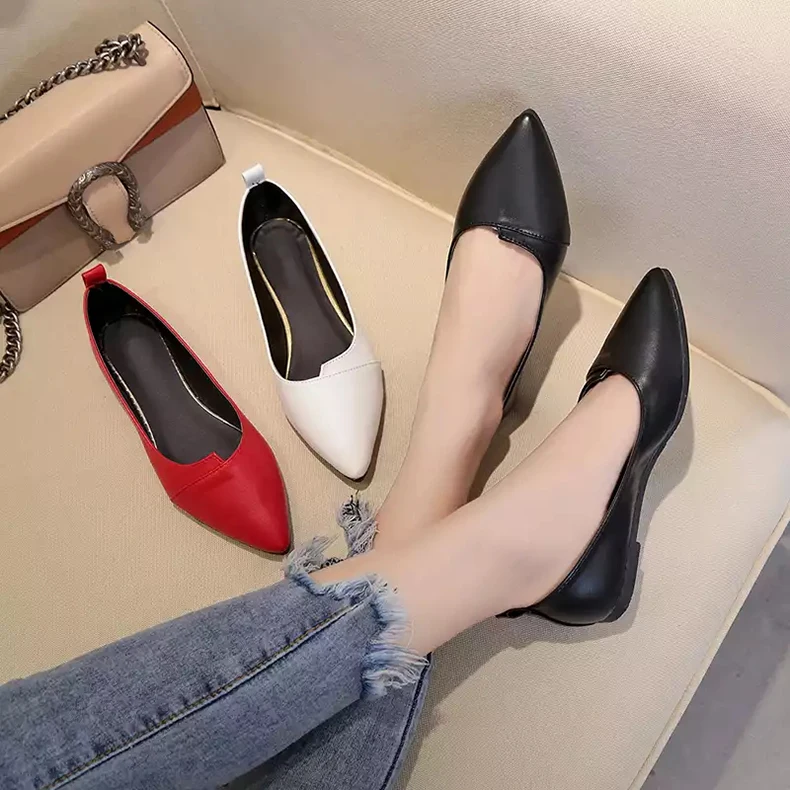 BODENSEE/Женская обувь на плоской подошве из искусственной кожи и флока; sapato feminino; женские туфли на плоской подошве с острым носком; удобная женская обувь без застежки