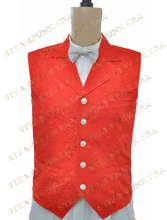 Halloween Costume Gorgeous Red Jacquard Cloth Single Breasted Victorian Steampunk Waistcoat