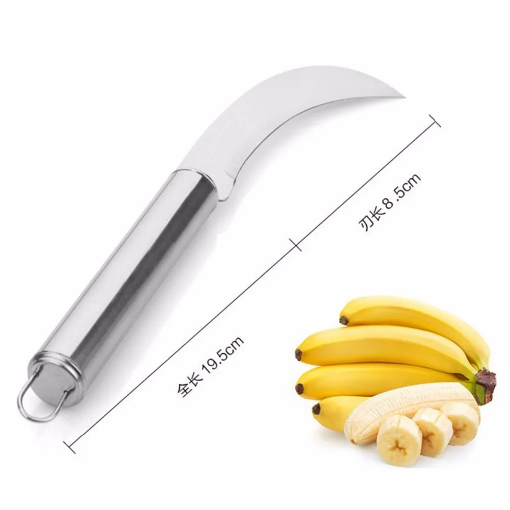 المقاوم للصدأ المنجل المنجل المنجل سكين الفاكهة مقشرة مطبخ الموز الصغيرة طويلة P10 Banana Peeler Fruit Kitchenknife Fruit Aliexpress