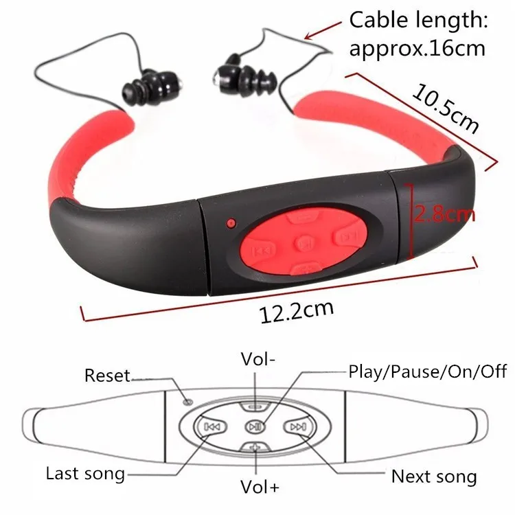 mp3player juice Underwater Motion Headset MP3 Music Player IPX8 Waterproof 8GB  Neckband Stereo Audio Headphone with  for Diving Swimming Pool samsung mp3 player