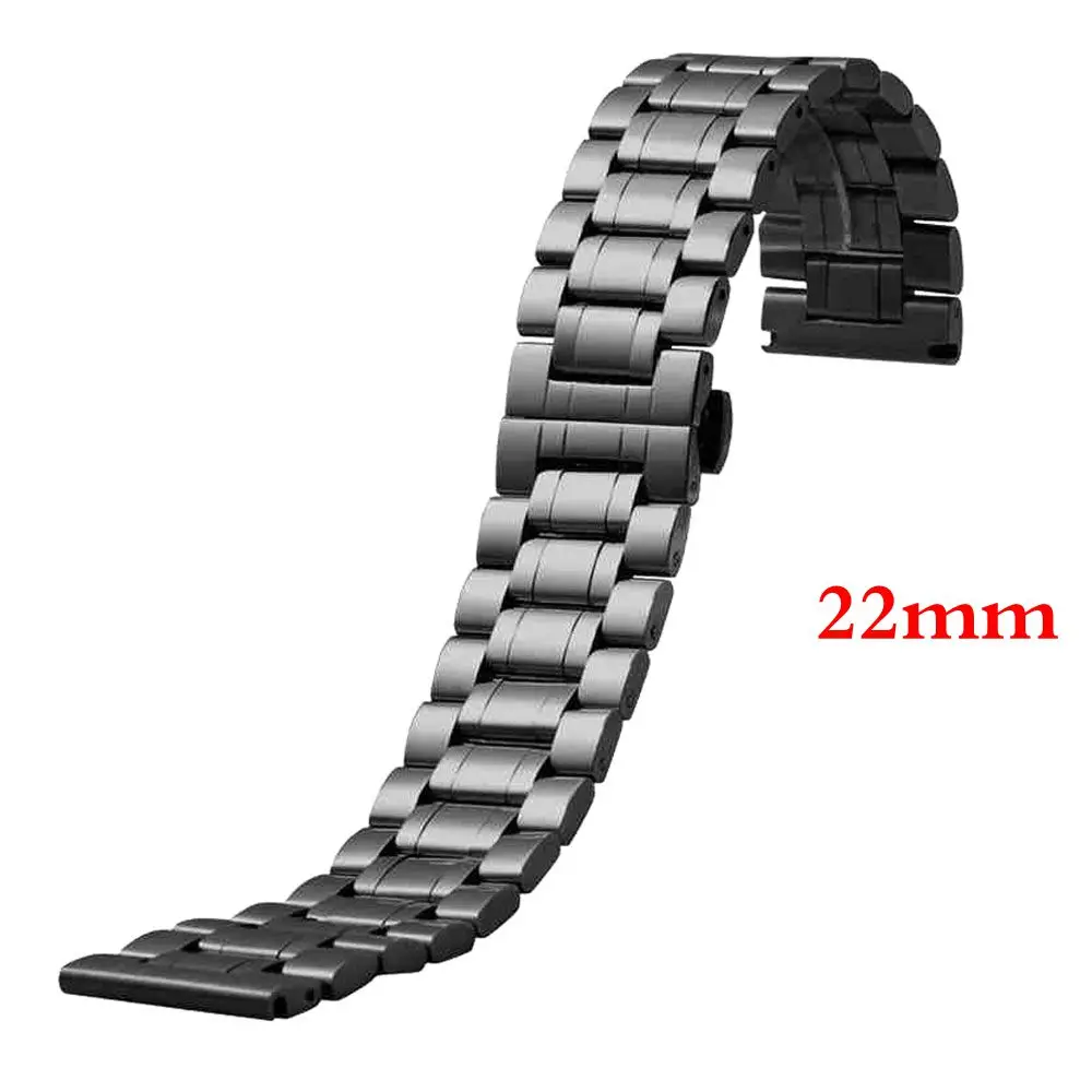 

Solid Mens Black Stainless Steel Band 22mm Width WristWatch Strap Push-Button Hidden Butterfly Clasp Men Watchband Free Shipping