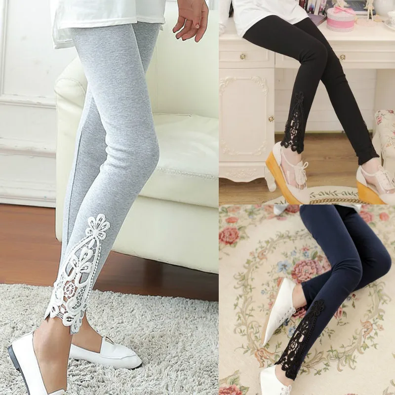 

2019 Fashion Casual Long Pants Women's Lace Crochet High Waist Skinny Leggings Trousers Ladies Fitness Sports Pants Home Wear