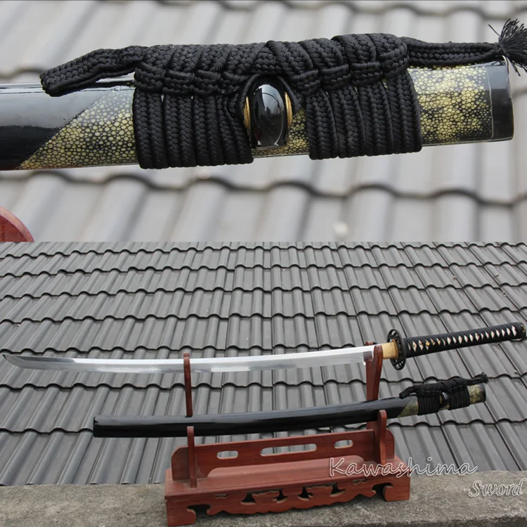 Grade A Japanese Katana Sword Kobuse Wrapped Core Steel Damascus