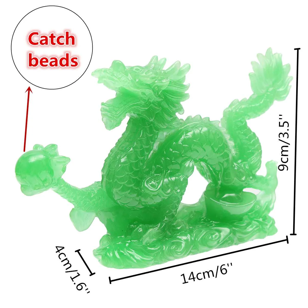 Счастливый Китайский Дракон статуэтка Статуя украшения фэн-шуй зеленый нефрит Смола ремесло для удачи и успеха украшения дома геомантия