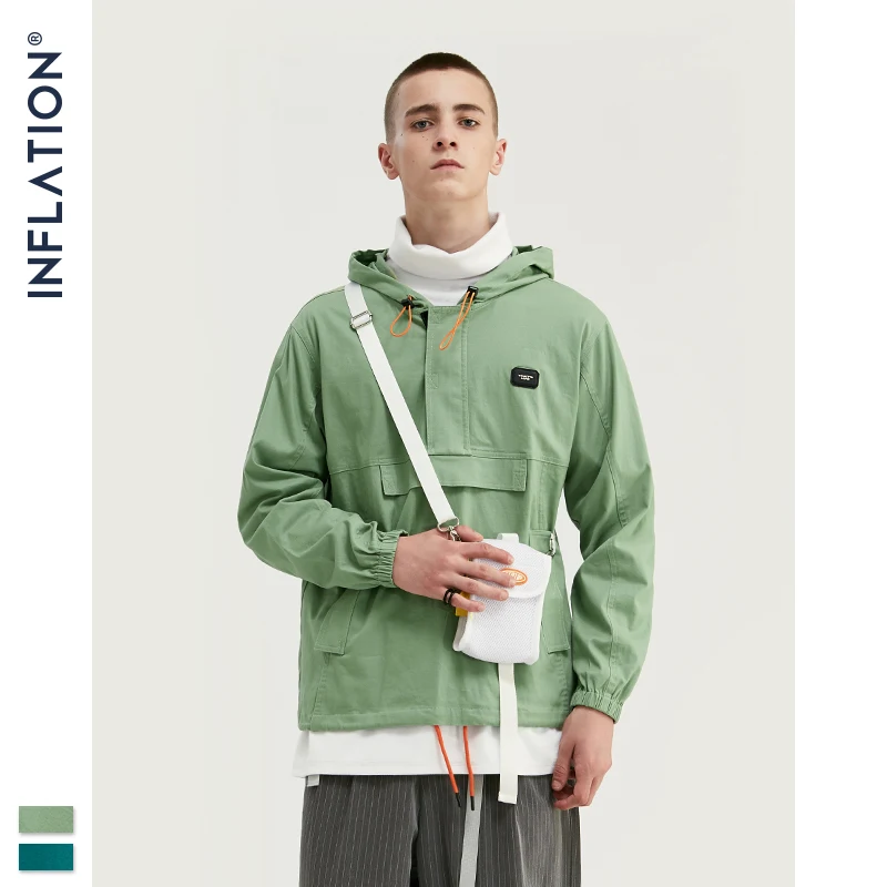 INFLATION Men Pullover Hooded Coats 2019 Autumn New Arrival Streetwear Jacket Hip Hop Pullover Autumn Men Jacket 9703W