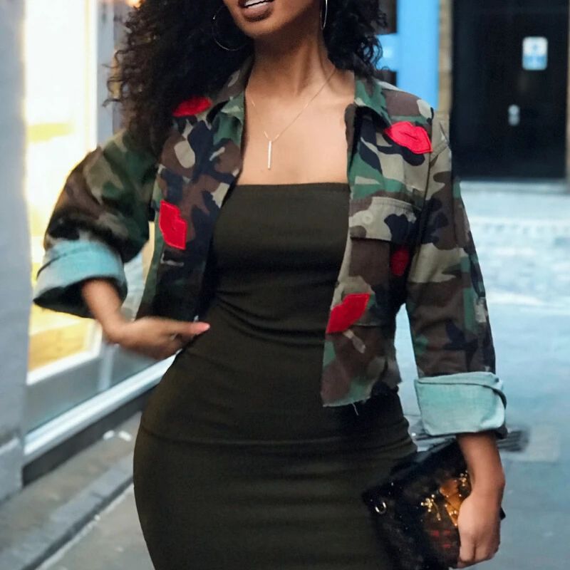 camouflage jacket with lips