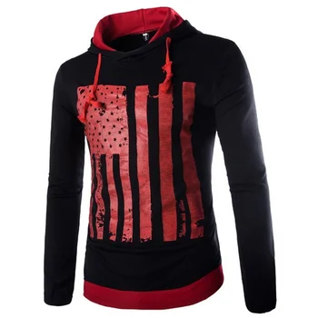 

New Autumn And Winter Men Hoodie American Flag Printing Casual