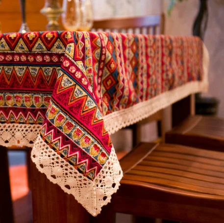 Coffee Room Linen Tablecloth Red Lacework Nappe De...