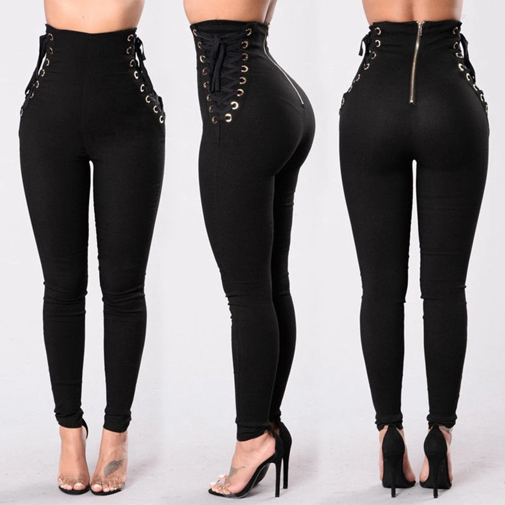 Fashion Women High Waist Slim Skinny Leggings Stretchy Pants Jeggings ...