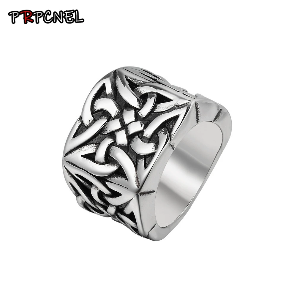 

Silver color Viking Round Big Width Signet Ring Finger Men Black Silver Fashion Wholesale Vintage Jewelry US 7 - 13 size