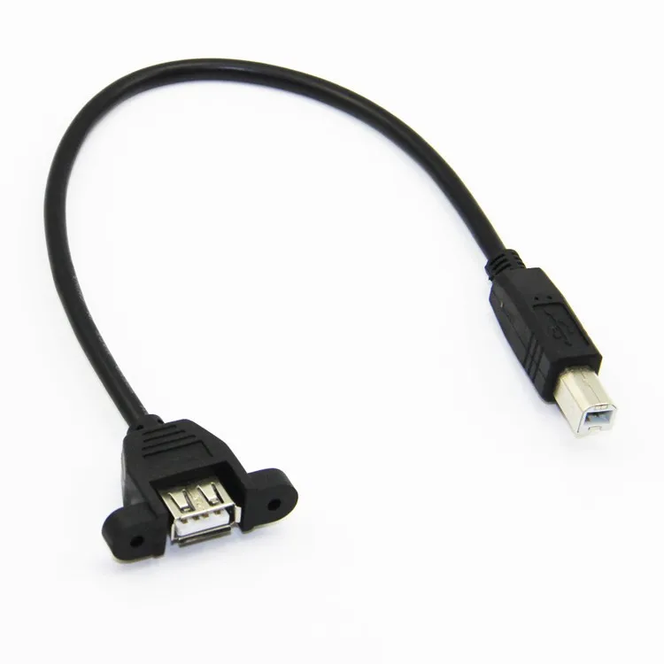 Bochara USB 2,0 Тип B штекер USB 2,0 Тип A Женский конвертер удлинитель с панельным креплением из фольги+ Плетеный экранированный 30 см 50 см