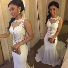 Freies Verschiffen 2016 Abendkleider Meerjungfrau Abendkleid Lange Ballkleider mit Spitze Appliques Vestidos Largos Para Bodas