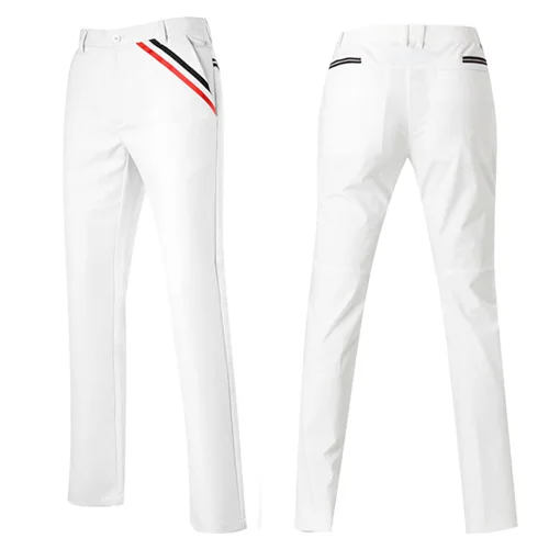Лидер продаж Гольф брюки мужские тонкие брюки высокие эластичные брюки сезон весна-лето брюки одежда быстро сухой полной длины Штаны - Цвет: white
