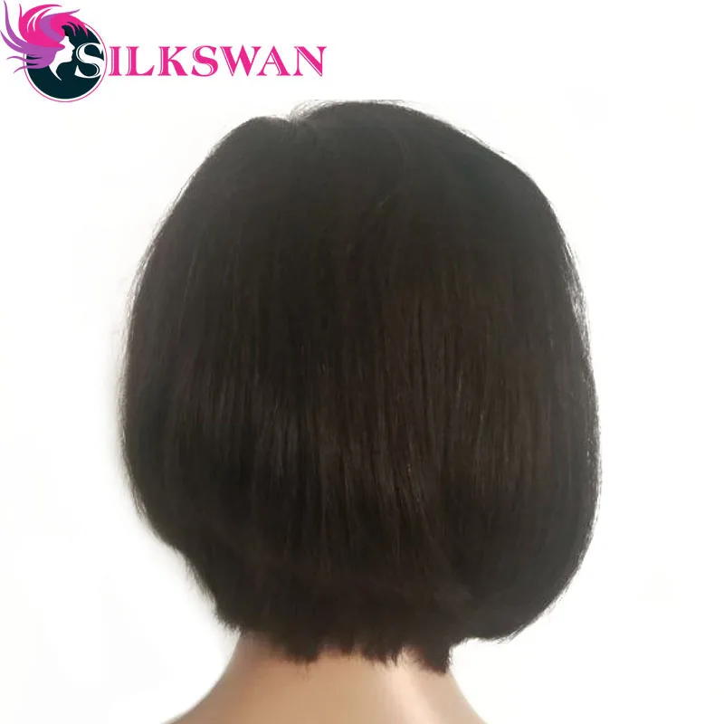 Silkswan прямые короткие Pixie Cut Искусственные парики бразильский человеческие волосы remy индивидуальные синтетические волосы на