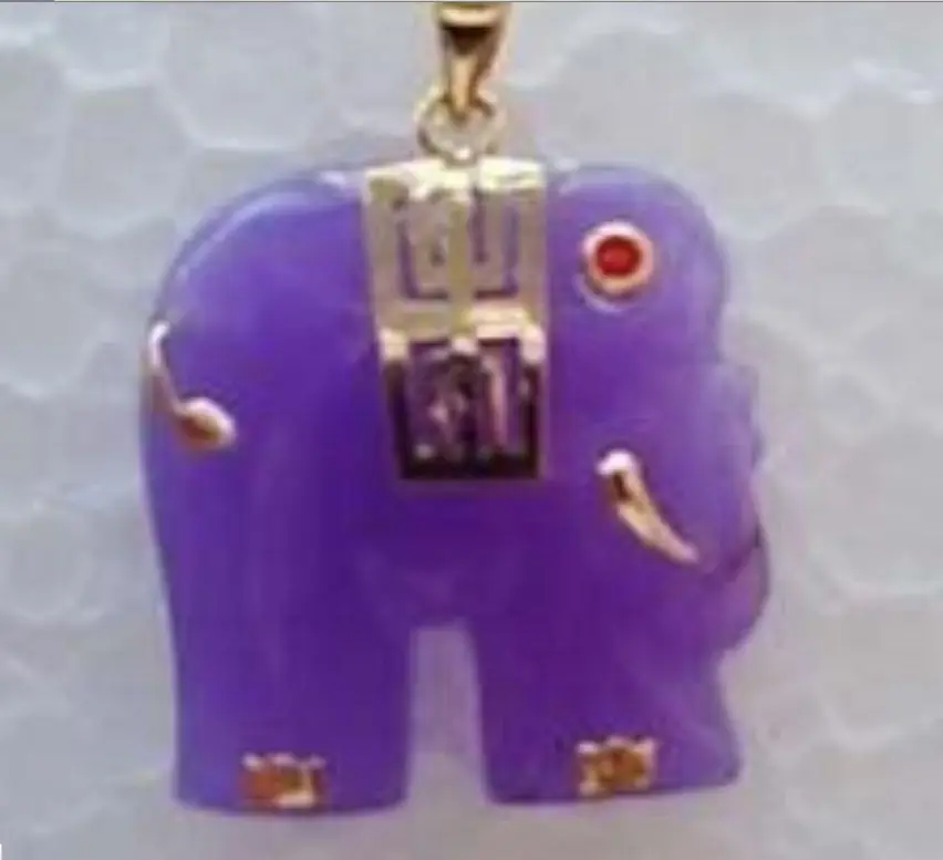 

25X25MM Alexandrite inlay Elephant Natural Jade Pendant Necklace 17.5" AAA+