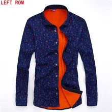 winter warm printing casual men long sleeve shirt dress shirts mens fashion thick flannel chemise Plus velvet shirt