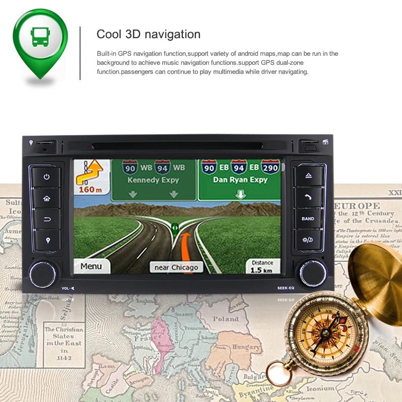 Top KSAOTU 7" DAB+ 4G Android 8.0 Car DVD Player SD GPS for VW Touareg T5 Multivan 6