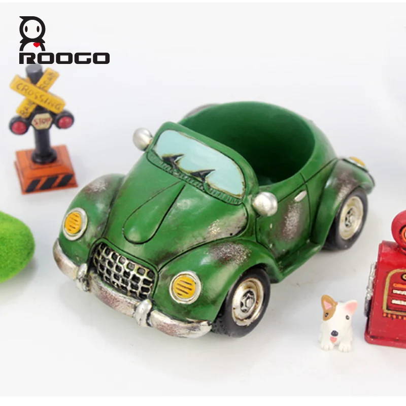 

Roogo Creative Retro Resin yellow Roadster Planter Flowerpot Garden Pots Succulent Plants Bonsai Car Flower Pot