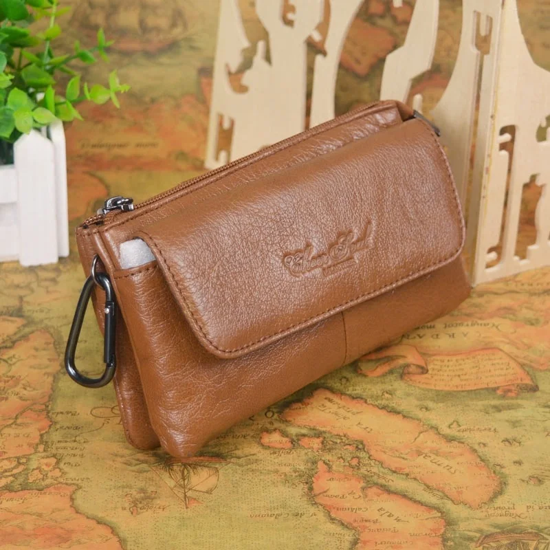 

CHEER SOUL genuine leather waist bag men belt pouch bags travel waist pack male Fanny pack bum 5.5-6.3 inch phone bags bolsa