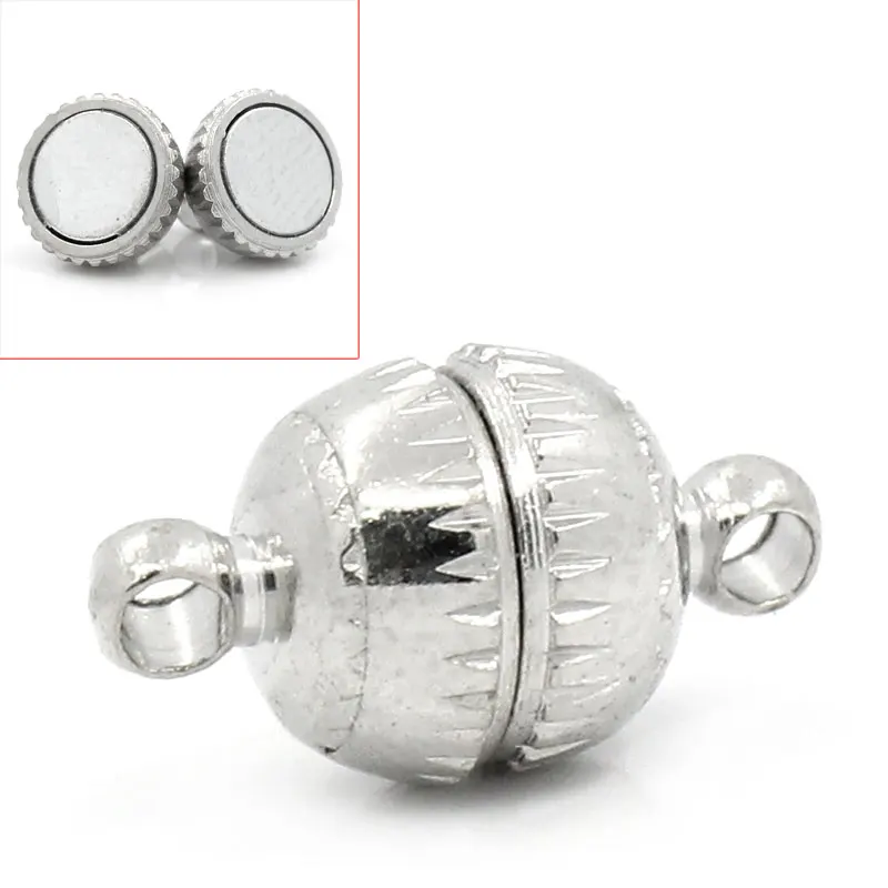 

10 Sets Silver Tone Magnetic Clasps Findings 14x8mm