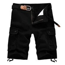 Ограниченное количество карманов прямые однотонные средней длины полиэстер бермуды Masculina новые мужские повседневные шорты-карго Homme хлопок упражнения свободные