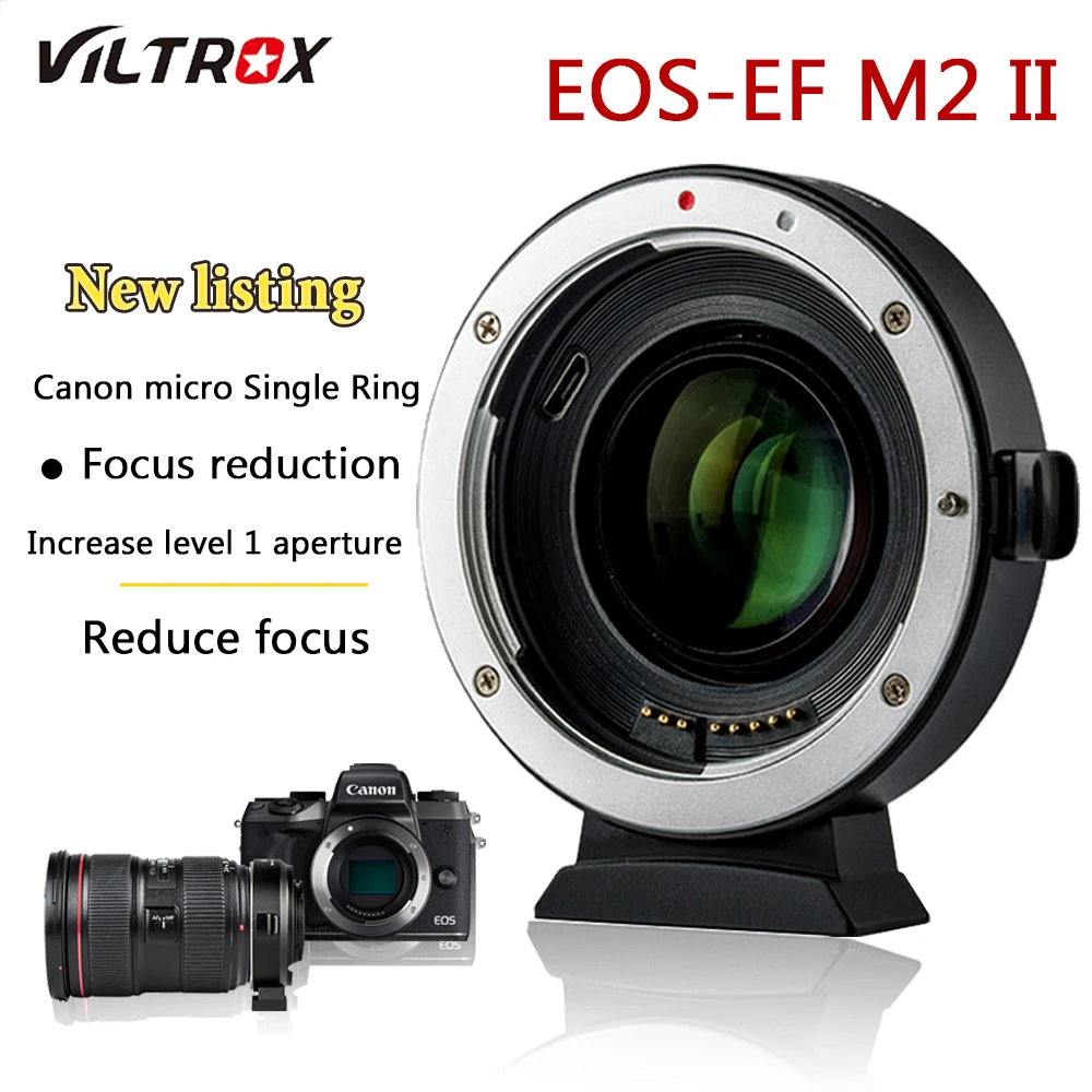 

Viltrox EF-M2 II Focal Reducer Booster Adapter Auto-focus 0.71x for Canon EF mount lens to EOS M camera M6 M3 M5 M10 M100 M50