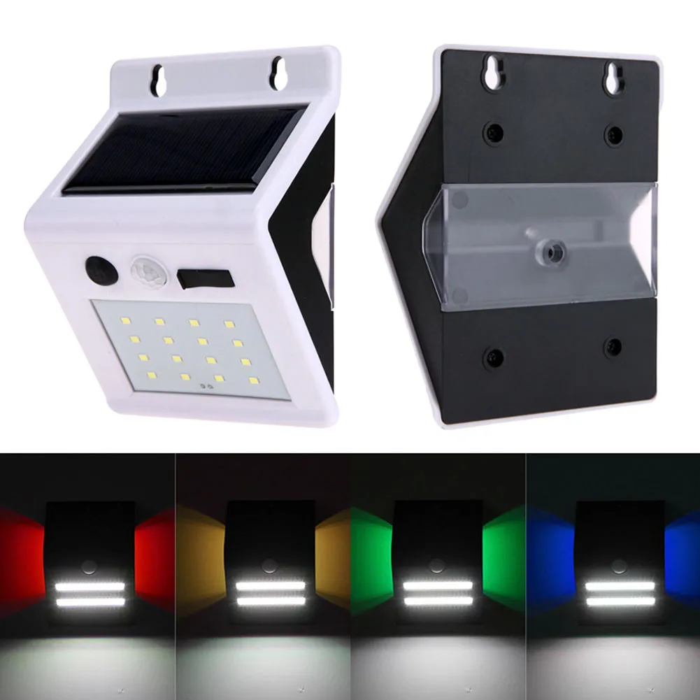

Outdoor Waterproof 16 LEDs Solar Powered PIR Motion Sensor Lights Wall Lamp Garden Yard Street Security Lights Color Backlight