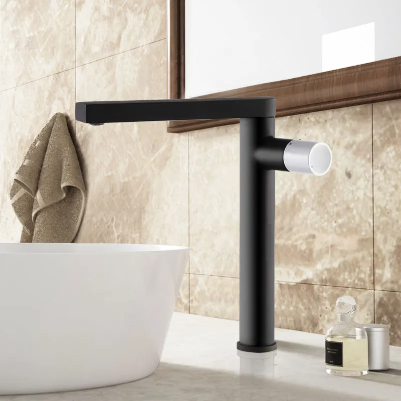 

copper rotating Wash lavatory basin bathroom faucet on stage The upper basin is hot and cold water faucet