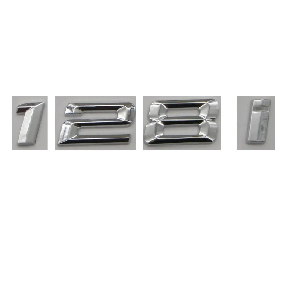 

Chrome Shiny Silver ABS Number Letters Words Car Trunk Badge Emblem Letter Decal Sticker for BMW 1 Series 128i
