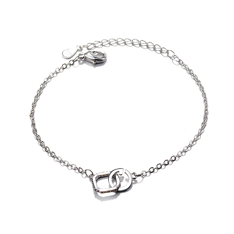 

TSHOU48 Geometry fresh gril bracelet simpledouble circleb square bracelet