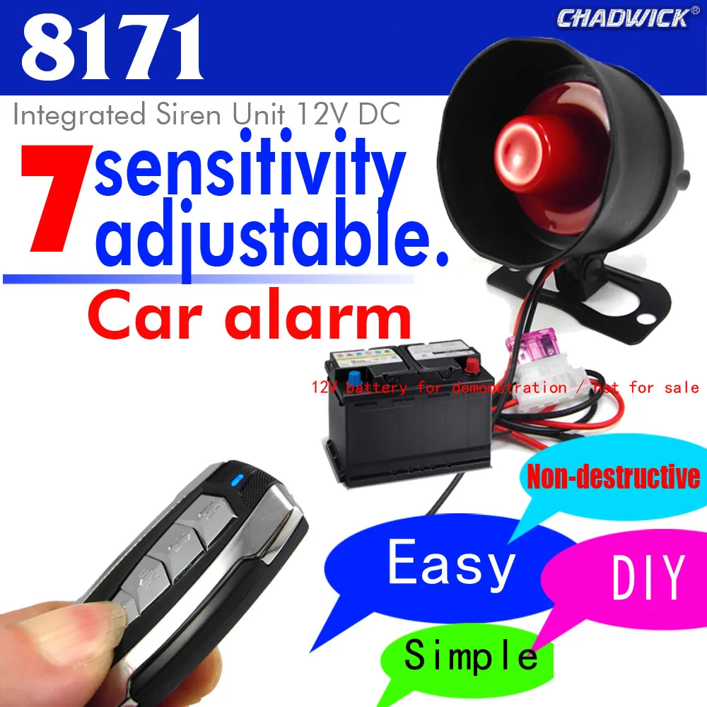 

Universal siren accessorie Car Alarm System Sound aloud horn Burglar Vibration alarm CHADWICK 8171 Installation non destructive