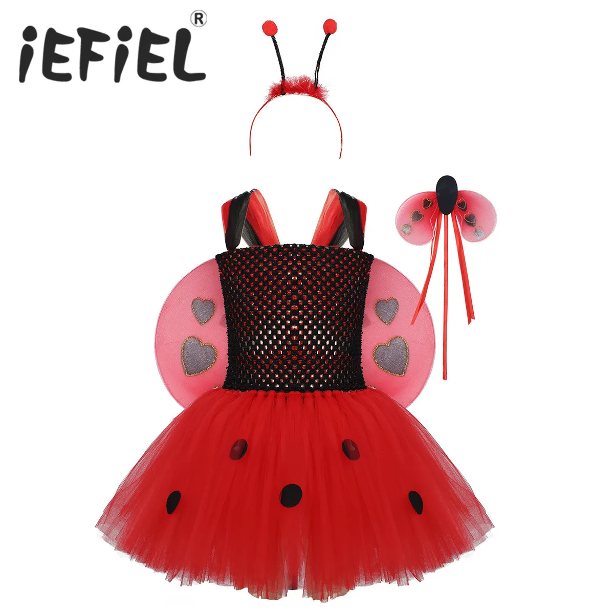 

Girls Ladybug Tutu Dress Baby Girls Birthday Fairy Party Dress Kids Halloween Costume Outfit for Fancy Dress Up Carnival Party