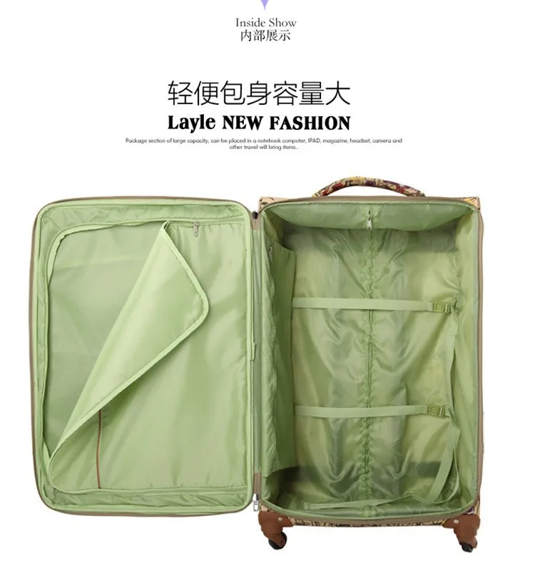 

Wholesale!20 24 28" oxford fabric flower printed trolley luggage suitcases bags set,large capacity travel luggage bags wc-111