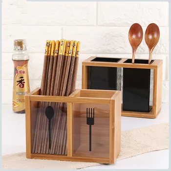 

Multifunctional bamboo chopsticks cages leachate chopsticks rack basket cutlery tray LU12061544