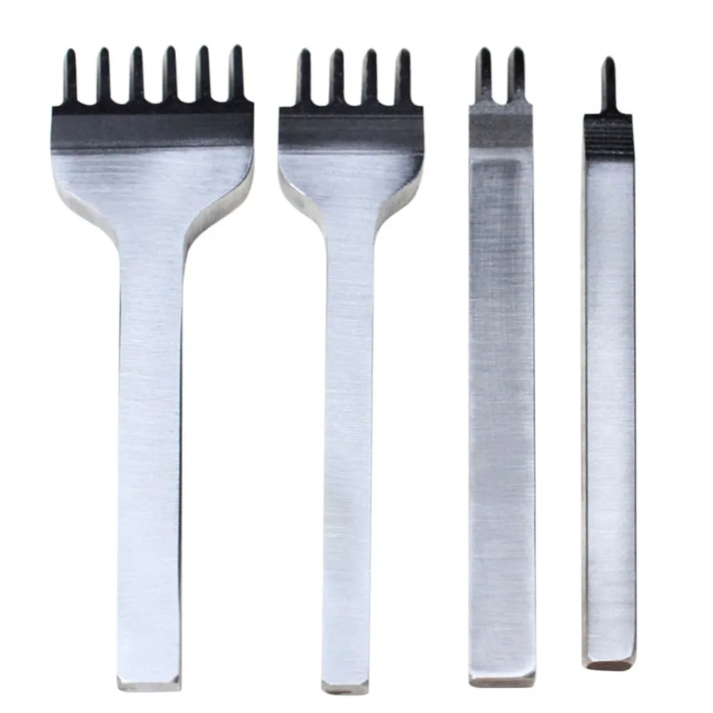 4pcs 5mm Leather Hole Punches Tools Metal Stitching Punch Tool 1+2+4+6 Prong Craft | Дом и сад