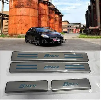 

4pcs Car Door Sill Protector Sticker stainless steel For Fiat Bravo