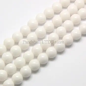 

Natural Malay Bead Strands, Round Dyed Beads, White, 8mm, Hole: 1mm; about 49pcs/strand, 15.4"