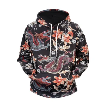 

Chinese Dragon Floral 3d hoodies sportswear men harajuku hip hop hoodies New Fashion Casual Pullover Hooded Sweatshirts US Size