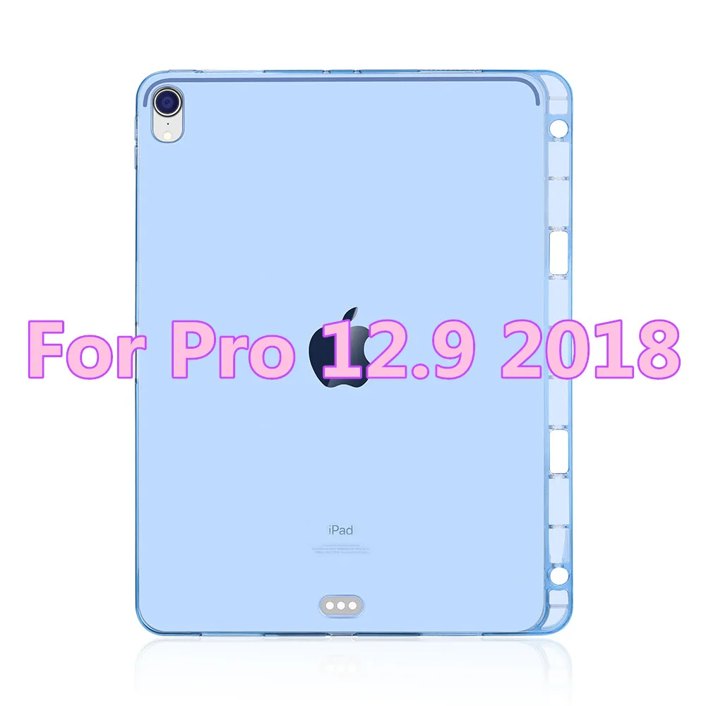 Чехол для iPad Pro 12,9, мягкая задняя крышка из ТПУ для iPad Pro 11, чехол с карандашом, чехол для iPad Pro 12,9 - Цвет: blue 12.9 2018