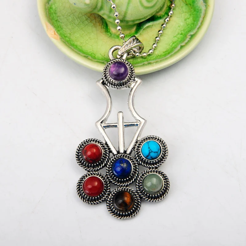 New Arrival Flower of Life Pendant 7 Chakra Stone Yoga Symbol Reiki Health Amulet Natural Necklace|Подвески| |