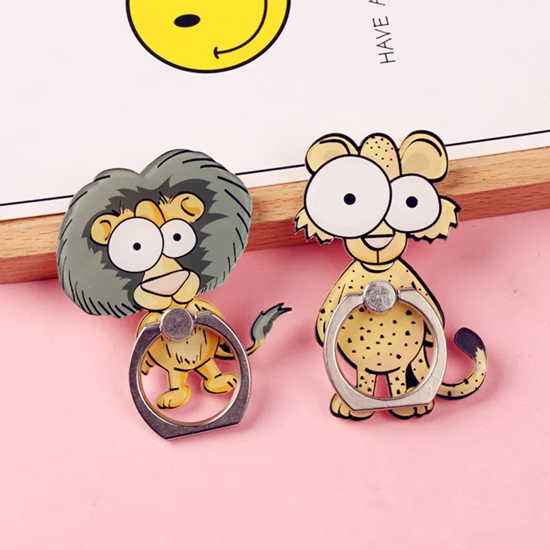 Creative Cartoon Animal Figure Metal Finger Ring Stand Holder for Mobile phone Elephant zebra Sticker Bracket phone Stand