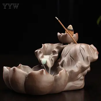 

Lotus Incense Burner Backflow Waterfall Incense Stick Holder Elegant Lotus Home Decor Buddha Aroma Burner Ceramic Crafts Censer