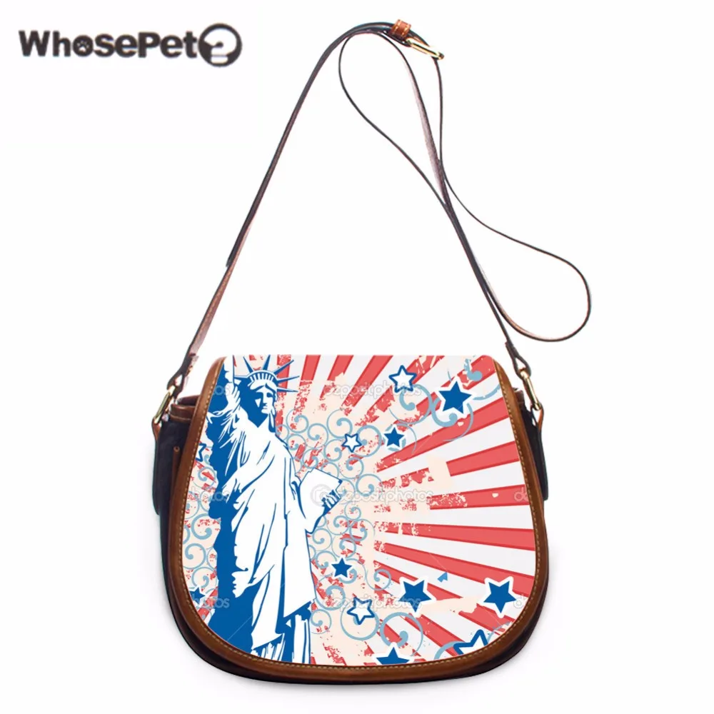

WHOSEPET Vintage Single Shoulder Bag Statue of Liberty Printing Sling Bags Women Messenger Bags Luxury Tote Crossbody Purses New