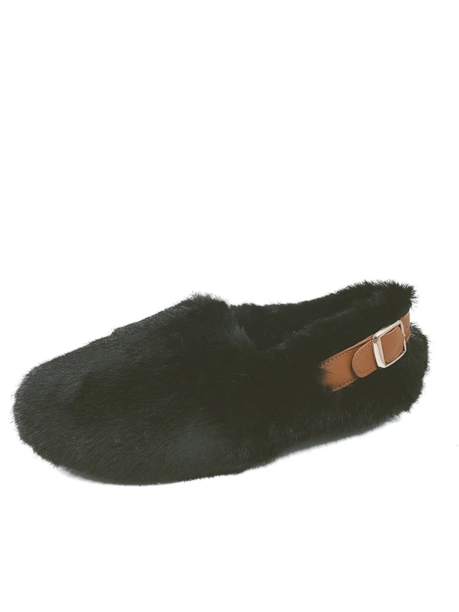 

neujge Single shoes female 2019 new spring and autumn flat cotton women shoes casual Fluffy Plush shoes solid color 20