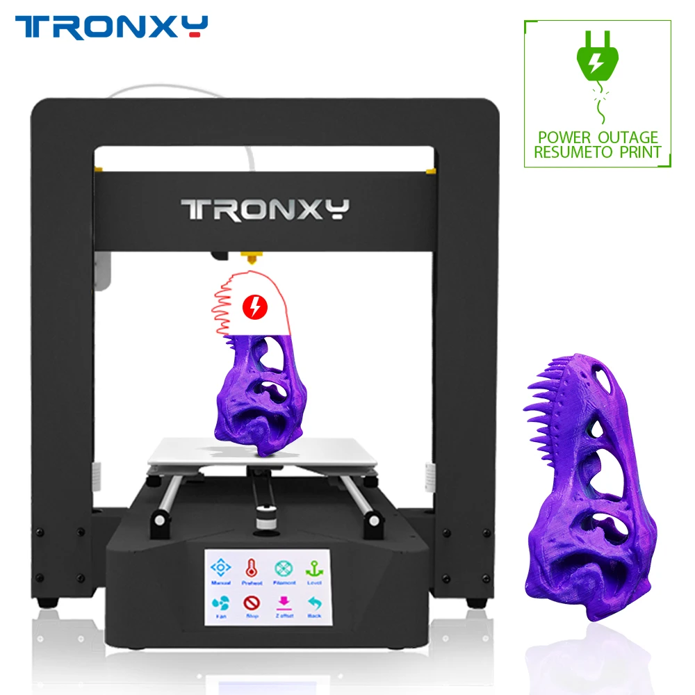 Новейший Tronxy 3d принтер X6A, модель, полностью металлическая рамка, автоматический уровень нагрева, потеря мощности, возврат к печати, обнаружение нити, сенсорный ЖК-дисплей