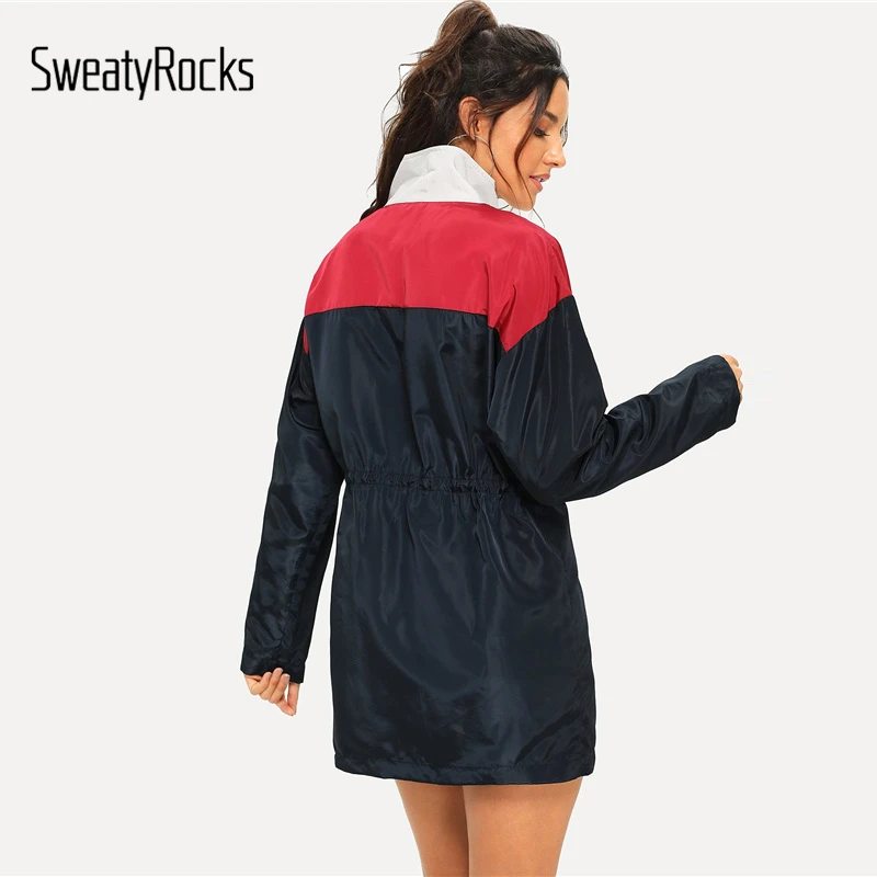 SweatyRocks البحرية ضافر الخصر البريدي الجبهة اللون كتلة سترة واقية سترة الوقوف طوق 2018 الخريف المرأة عارضة قميص و قمم SweatyRocks البحرية ضافر الخصر البريدي الجبهة اللون كتلة سترة واقية سترة الوقوف طوق 2018 الخريف المرأة عارضة قميص و قمم